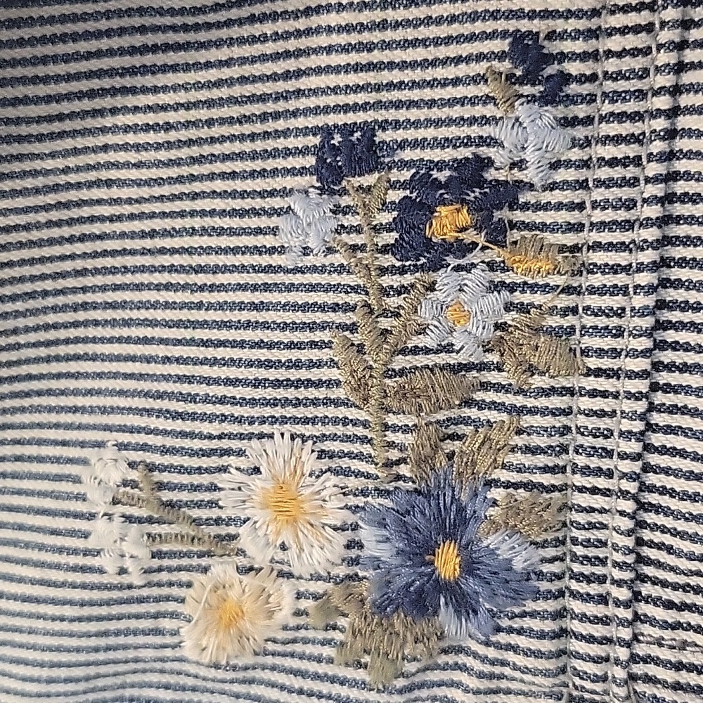 Driftwood Lagoon Striped Floral Embroidered Denim Jacket - Picture 6 of 16